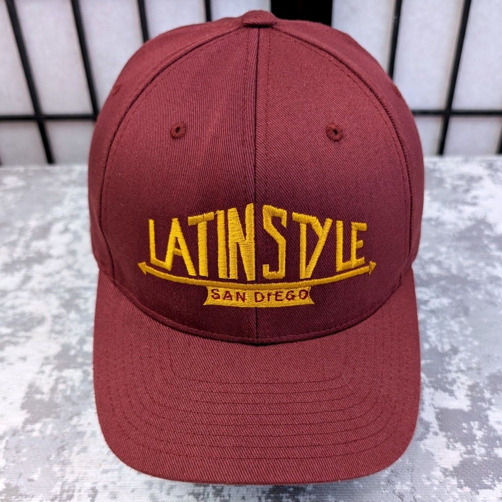 Flexfit Yupoong Latin Style San Diego Embroidered Hat Burgundy Mens L-XL